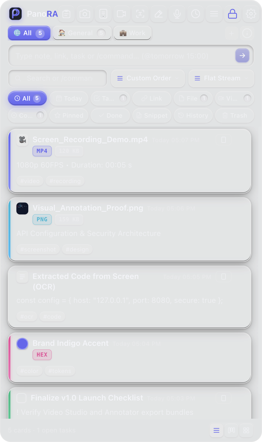 PanoRA Desktop Station UI Preview